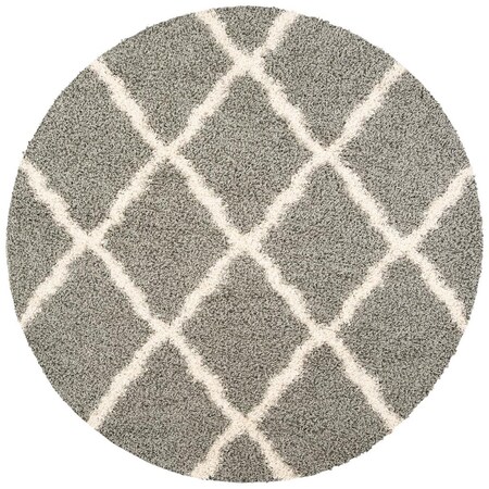Safavieh 4 x 4 ft. SGD-Dallas Shag Power Loomed Round Area Rug; Grey & Ivory SGDS257G-4R